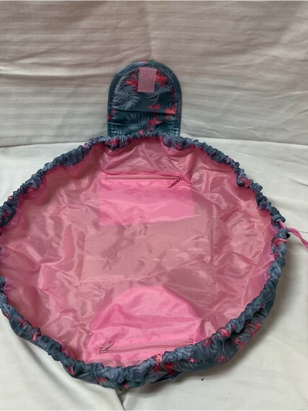 Flamingo Drawstring Makeup Pouch - Large - Picture 3 of 6